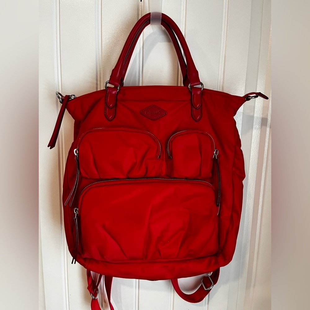 MZ Wallace CHELSEA convertible Backpack Tote BRIGHT CHERRY RED π - Picture 7 of 16